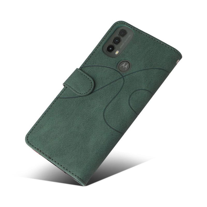 Θήκη Flip Moto E40 / E30 / E20 Δίχρωμο Signature Faux Leather